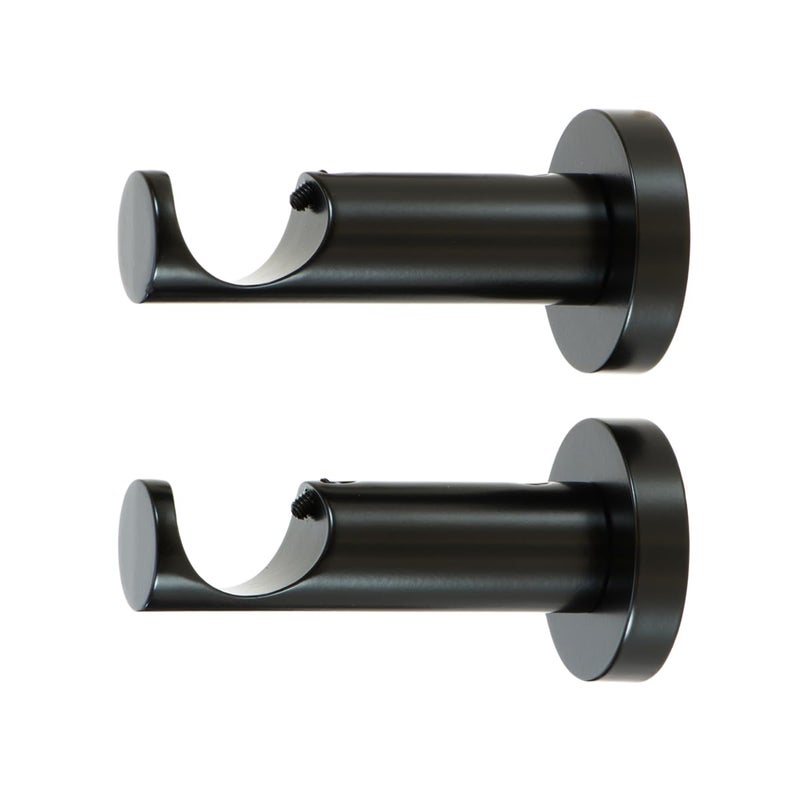 Ivilon Ceiling or Wall Mount Curtain Rod Brackets Holders for Curtain Rods of 7/8 and 1 Inch Diameter. Set of 2. Color Black - Image 1