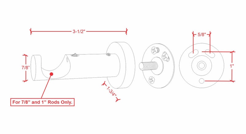 Ivilon Ceiling or Wall Mount Curtain Rod Brackets Holders for Curtain Rods of 7/8 and 1 Inch Diameter. Set of 2. Color Black - Image 4