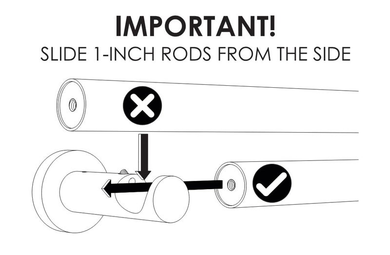 Ivilon Ceiling or Wall Mount Curtain Rod Brackets Holders for Curtain Rods of 7/8 and 1 Inch Diameter. Set of 2. Color Black - Image 2