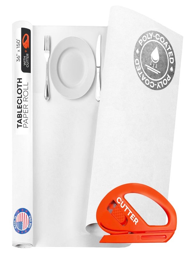 IDL Packaging Eco Tablecloth Paper Roll 36" x 1800" (150 ft, 450 sq.ft) with Cutter - Sustainable Alternative to Plastic Table Covers - Perfect for Parties, Dinners & Events - Natural Table Runner - Image 1