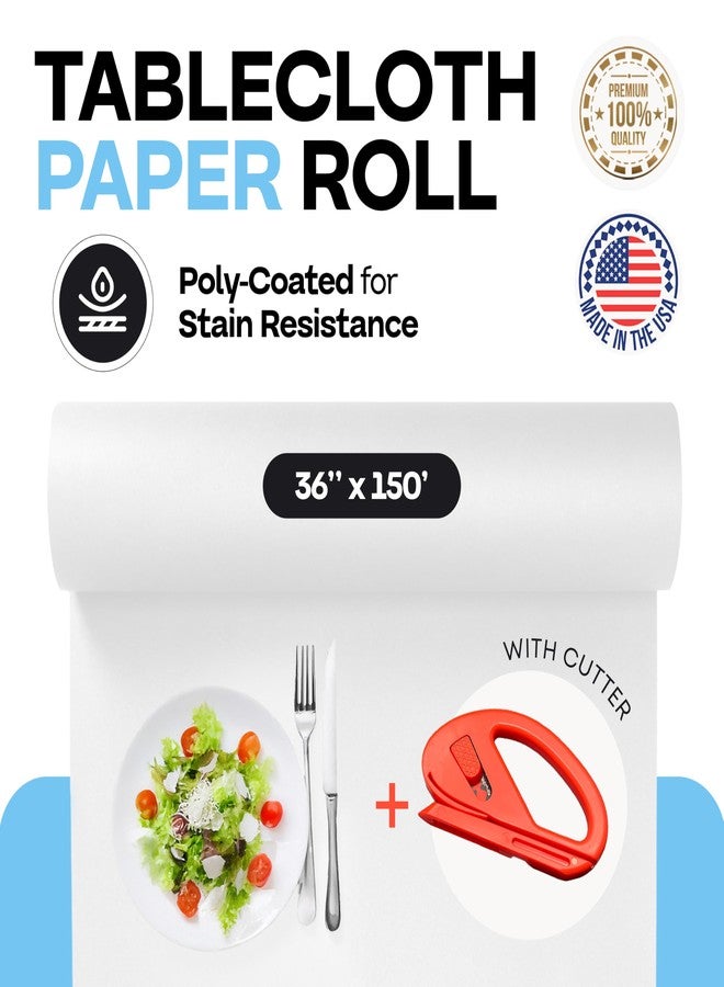 IDL Packaging Eco Tablecloth Paper Roll 36" x 1800" (150 ft, 450 sq.ft) with Cutter - Sustainable Alternative to Plastic Table Covers - Perfect for Parties, Dinners & Events - Natural Table Runner - Image 2