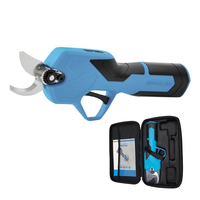 Cordless Electric Pruner Blue & Black Brushless Copper Motor - High Strength Wear-Resistant Blade Electric Pruning Shear for Home Garden, Orchard & Professional Branch Trimming - Image 1