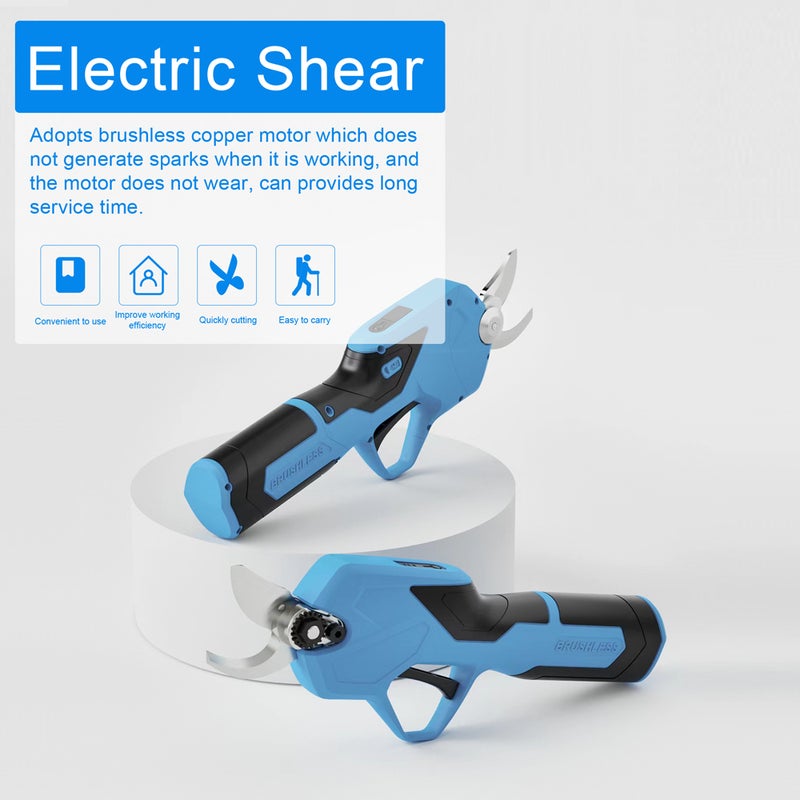 Cordless Electric Pruner Blue & Black Brushless Copper Motor - High Strength Wear-Resistant Blade Electric Pruning Shear for Home Garden, Orchard & Professional Branch Trimming - Image 4