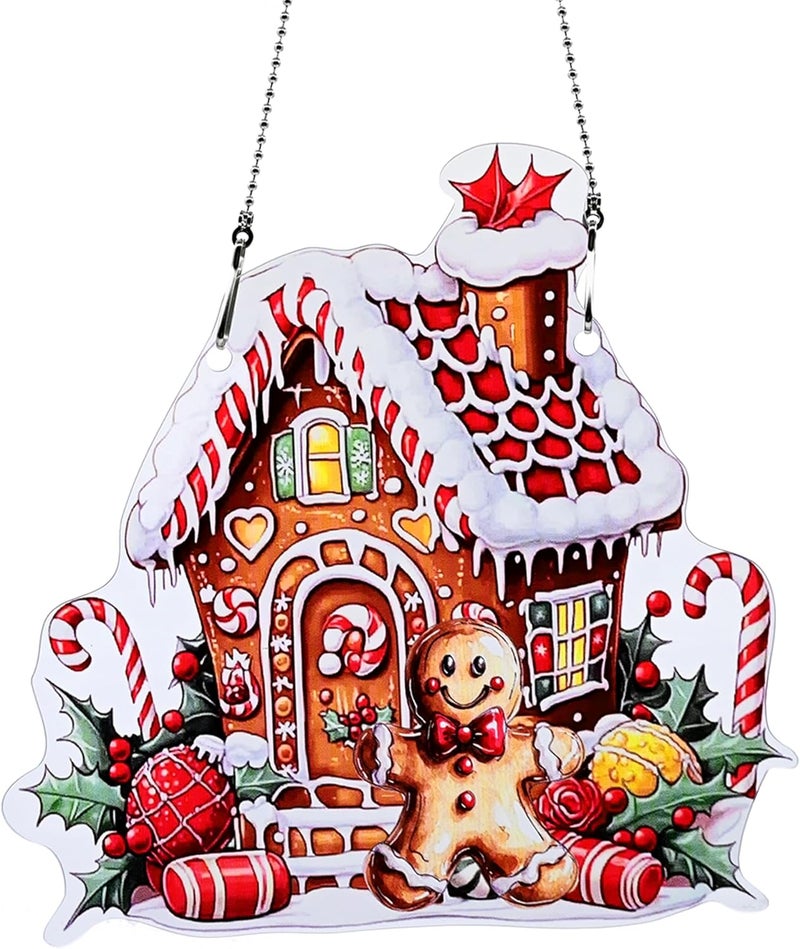 thmnj Gingerbread Man Ornaments Colorful Window Hanging Decorations Home Wall Decor for Indoor Outdoor - Image 1
