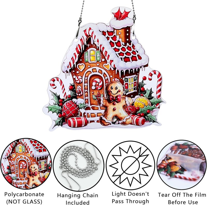 thmnj Gingerbread Man Ornaments Colorful Window Hanging Decorations Home Wall Decor for Indoor Outdoor - Image 3