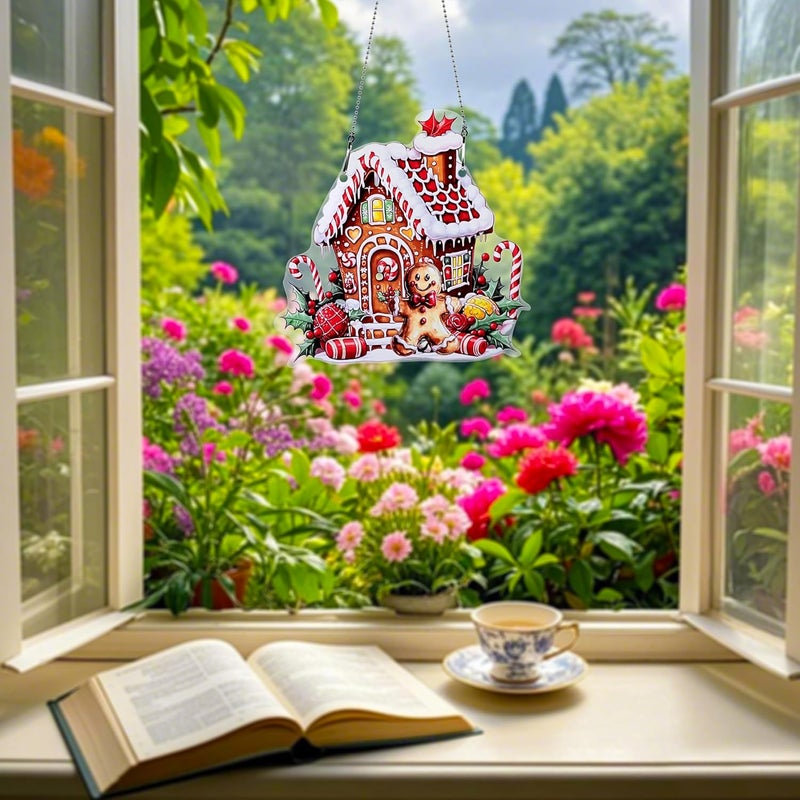 thmnj Gingerbread Man Ornaments Colorful Window Hanging Decorations Home Wall Decor for Indoor Outdoor - Image 5