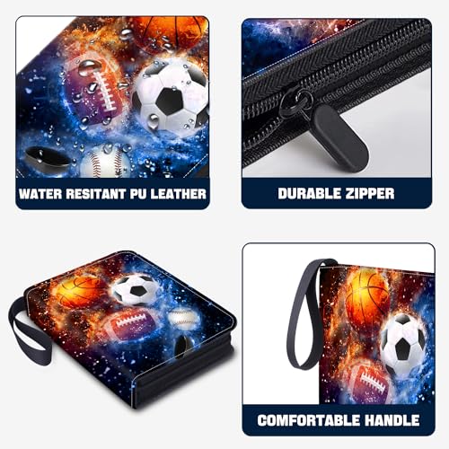 HESPLUS 900 Pockets Sports Card Binder, Sports Trading Cards Display Case with Sports Card Sleeves Card Holder Protectors Set for Football Baseball Basketball Soccer Sports Cards Collector Album - Image 4