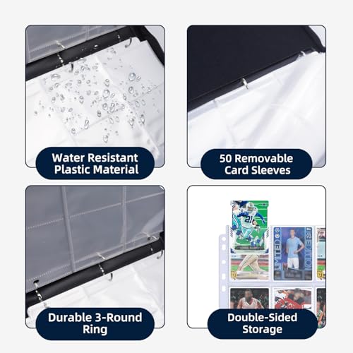 HESPLUS 900 Pockets Sports Card Binder, Sports Trading Cards Display Case with Sports Card Sleeves Card Holder Protectors Set for Football Baseball Basketball Soccer Sports Cards Collector Album - Image 5