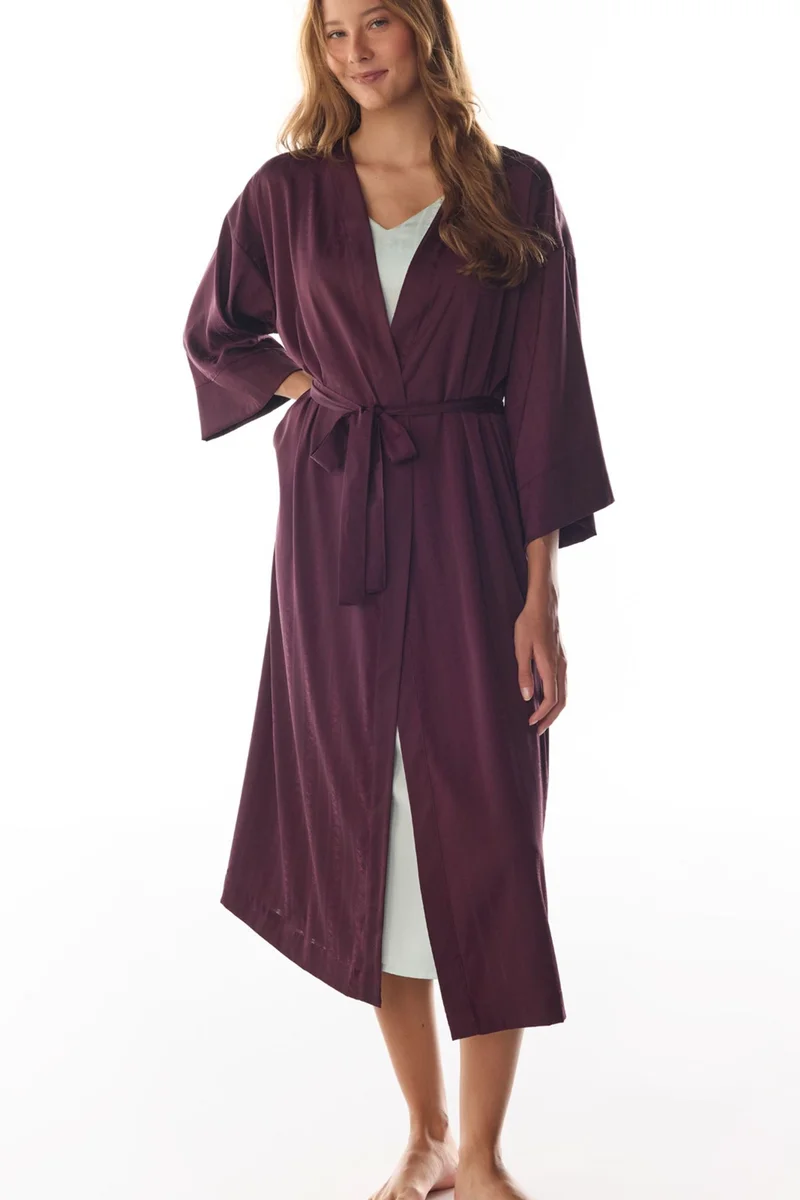 Penti PENTI Aurora Floral-Sleeve Satin Robe