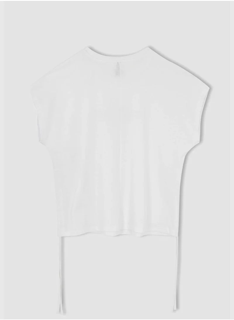 DeFacto Short Sleeve Minimal Slogan Print T-Shirt