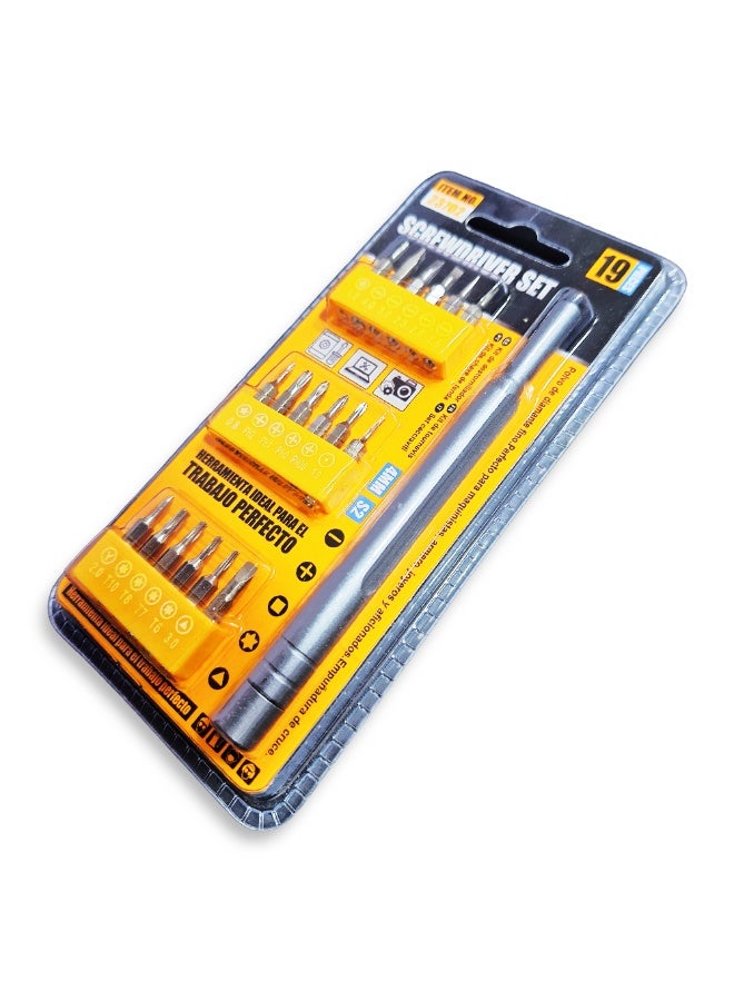 19 in 1 precision screwdriver set with compact design and comfortable handle, stainless steel materials, includes 18 different heads 4MM (slotted, phillips, torx, etc.) for phone, laptop, and electronic device maintenance, ideal for home and professional use with portable storage bag - Image 3