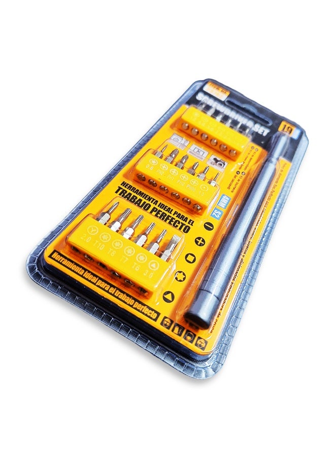 19 in 1 precision screwdriver set with compact design and comfortable handle, stainless steel materials, includes 18 different heads 4MM (slotted, phillips, torx, etc.) for phone, laptop, and electronic device maintenance, ideal for home and professional use with portable storage bag - Image 2