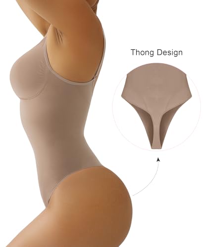 SHAPERX Bodysuit for Women Tummy Control Shapewear Seamless Sculpting Thong Body Shaper Tank Top,SZ5215-Sienna-L/XL - Image 2
