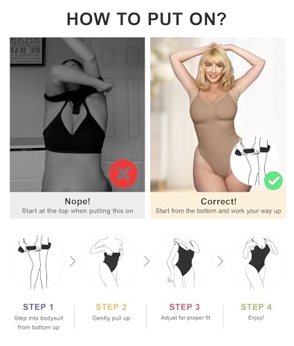 SHAPERX Bodysuit for Women Tummy Control Shapewear Seamless Sculpting Thong Body Shaper Tank Top,SZ5215-Sienna-L/XL - Image 5