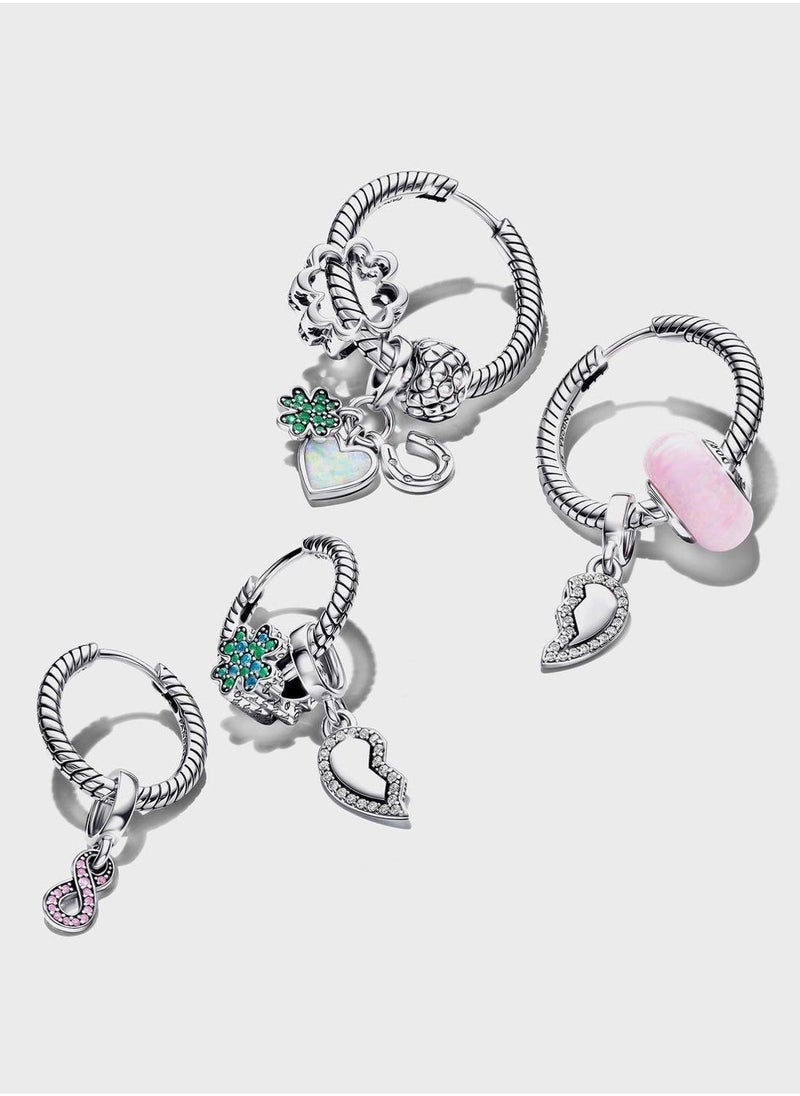 PANDORA Moments Small Charm Hoop Earrings - Image 2