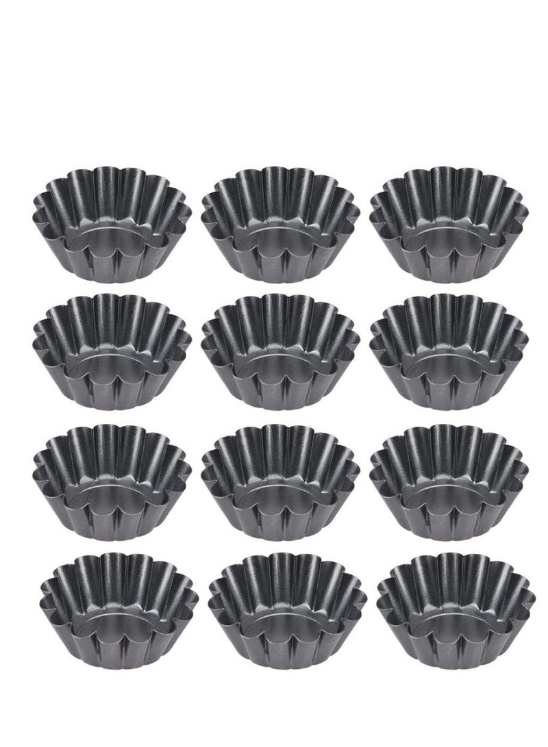 Y&D Egg Tart Mold 12 Packs Stainless Cupcake Stand Shells Household Baking Heat-Resistant Aluminum Tray Non-Stick Cup  - Image 1