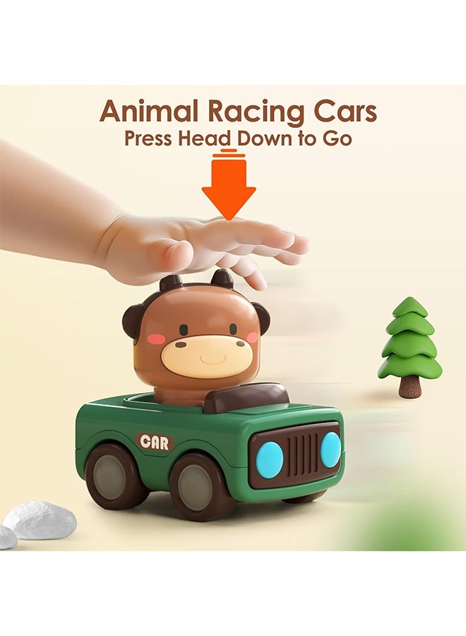 Beauenty Press to Go Car Toys for Toddlers 1-3, Baby Animal Racing Cars, Infant Play Vehicle Set, Baby Push Go Friction Car Toys for 6-9-12-18 Months, 1st Birthday Gifts for 1-2 Years Old Boys（4pc）  - Image 2