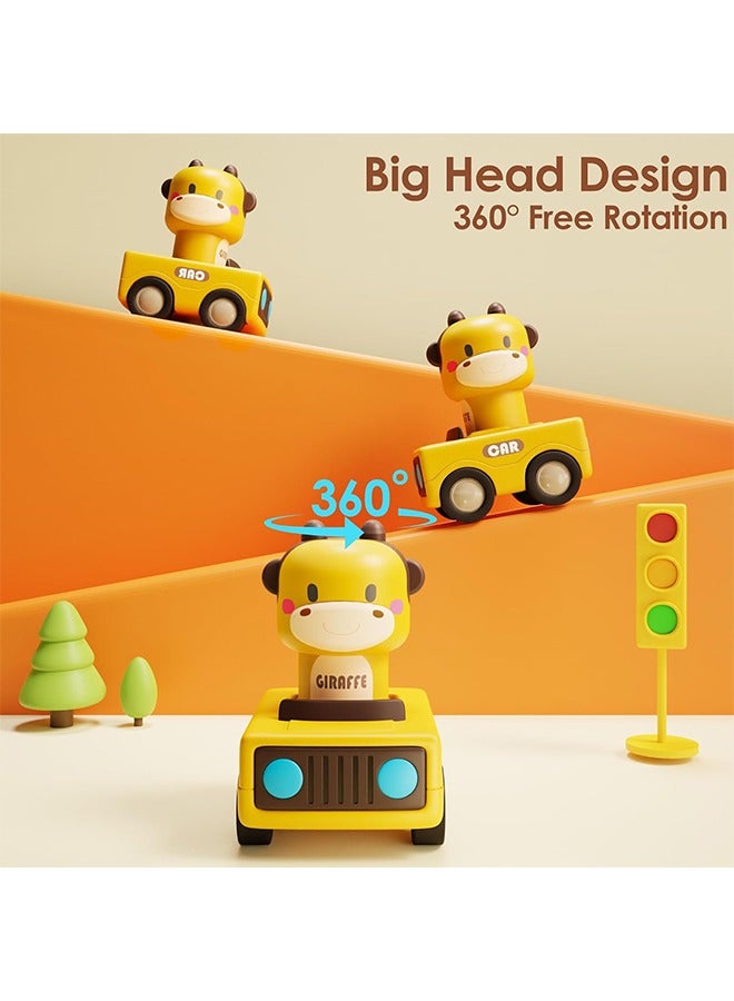 Beauenty Press to Go Car Toys for Toddlers 1-3, Baby Animal Racing Cars, Infant Play Vehicle Set, Baby Push Go Friction Car Toys for 6-9-12-18 Months, 1st Birthday Gifts for 1-2 Years Old Boys（4pc）  - Image 3