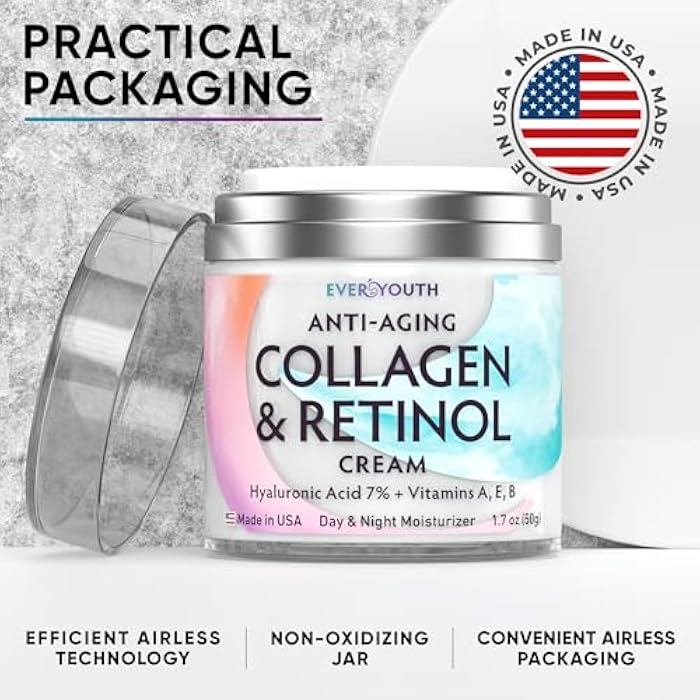 Everyouth Collagen Cream for Face, Neck & Décolleté, Anti Aging Facial Moisturizer for Women with Hyaluronic Acid, Vitamin E, Made in USA, Anti Wrinkle Face Cream, Neck Creams for Tightening and Firming, 1.7oz - Image 5