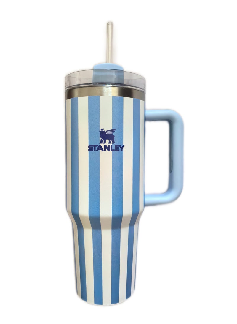 Stanley 40oz Quencher H2.0 Flowstate Stainless Steel Vacuum Insulated Tumbler with Lid and Straw for Water, Iced Tea or Coffee, Smoothie and More,Cream (Blue) - Image 1