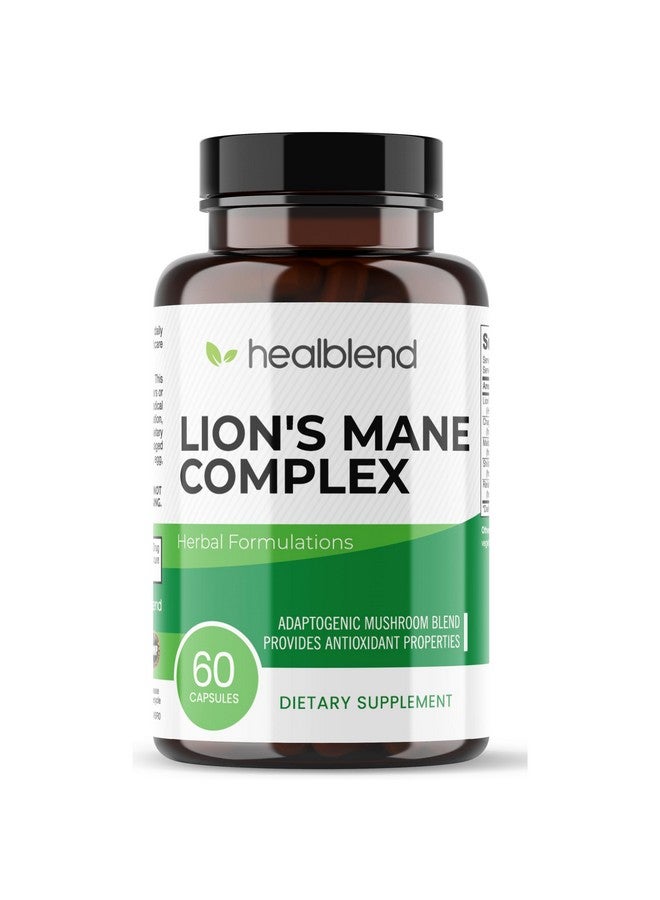 healblend Mushroom Complex Extract with Lion's Mane Fruiting Body - 100% Natural and Effective Energy Pills - Brain, Focus Supplement, Stimulates Mood, and Creativity - 60 Immune Support Capsules - Image 1