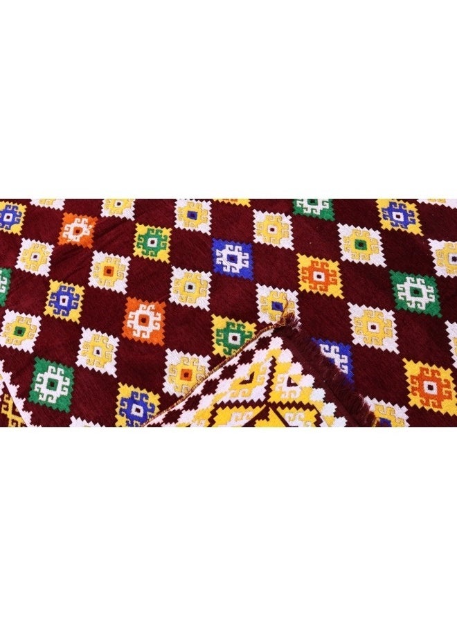 سمارت هوم سجاد وبساط وجهين سوري ممتاز مخملي الملمس بنقشات جميلة  عالية الجودة ، فرش جلوس ارضية للرحلات والتخييم ، والتنزه، والبر، بساط فخم  2X3 م  - Image 5