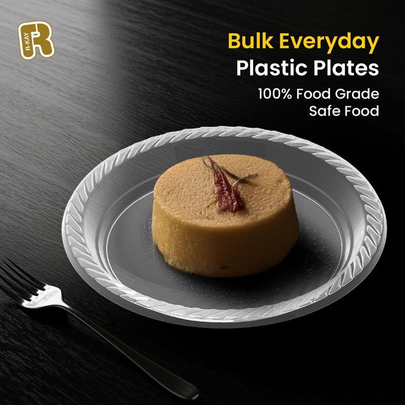 R-kay 100 Pack 6 Inch Clear Plastic Plates - Heavy Duty Small Dessert Plates - Microwavable Small Appetizer Plates - Premium 6 inch Disposable Plates - Image 5