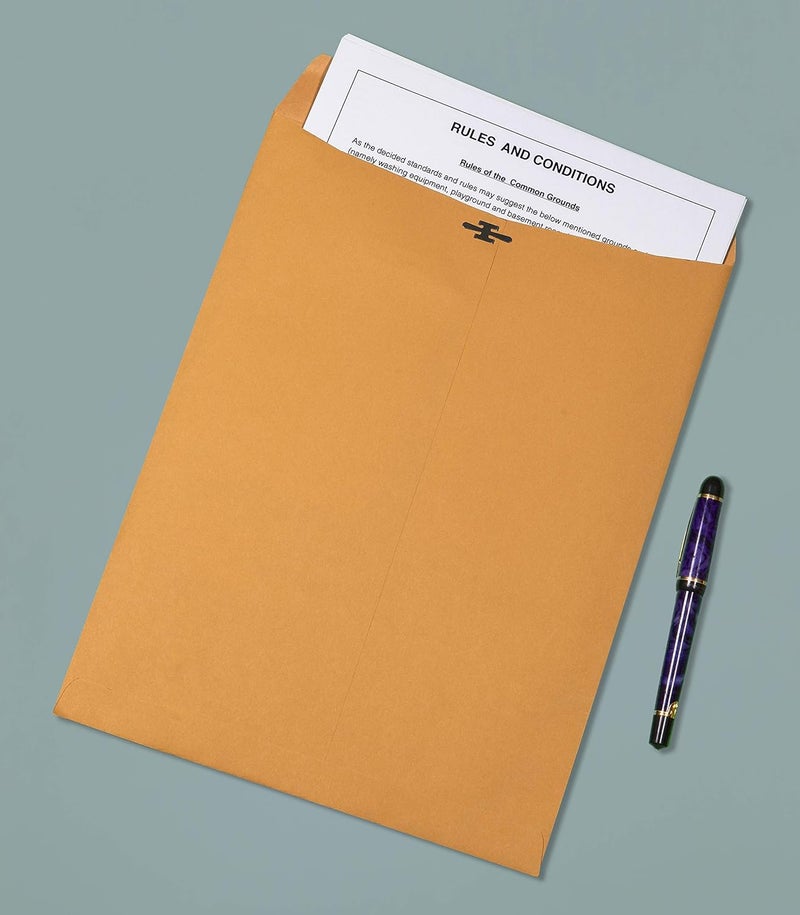 EnDoc 9x12 Clasp Envelopes – Brown Kraft Catalog Envelopes with Clasp Closure & Gummed Seal – 28lb Heavyweight Paper Envelopes for Home, Office, Business, Legal or School – 100 Pack - Image 5