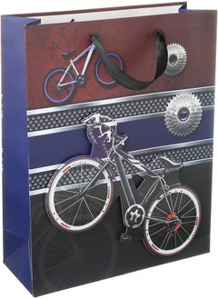 Generic Bicycle printed gift bag, blue brown 