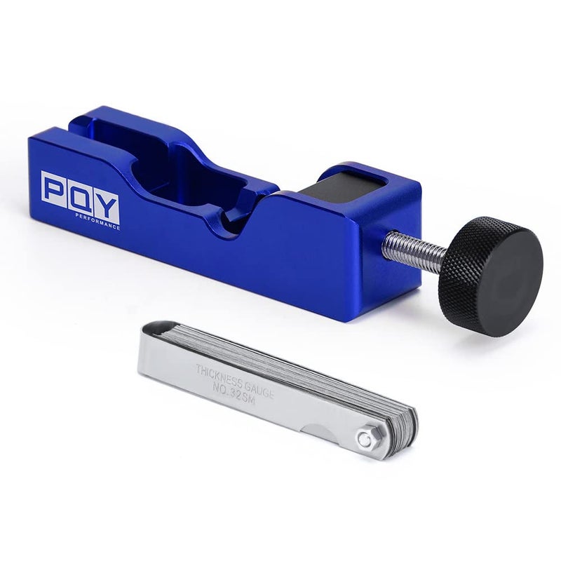 PQY Universal Spark Plug Gap Tool with 32 Blades Steel Feeler Gauge for Most 10mm 12mm 14mm 16mm Spark Plugs Blue