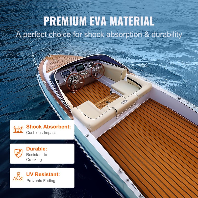 VEVOR Boat Flooring, EVA Foam Boat Decking 94.5" x 35.4", Non-Slip Self-Adhesive Flooring, 23.2 sq.ft Marine Carpet for Boats, Yacht, Pontoon, Kayak Decking - Image 5