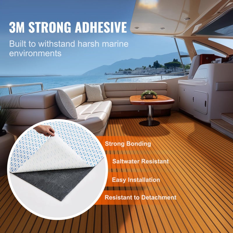 VEVOR Boat Flooring, EVA Foam Boat Decking 94.5" x 35.4", Non-Slip Self-Adhesive Flooring, 23.2 sq.ft Marine Carpet for Boats, Yacht, Pontoon, Kayak Decking - Image 3