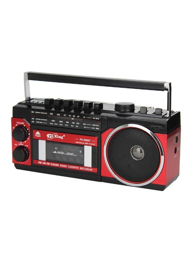 PUXING Retro Cassette Player & 3-Band AM/FM/SW Radio with Bluetooth, USB/SD MP3 Playback and Recording Function - Red/Black - Image 2