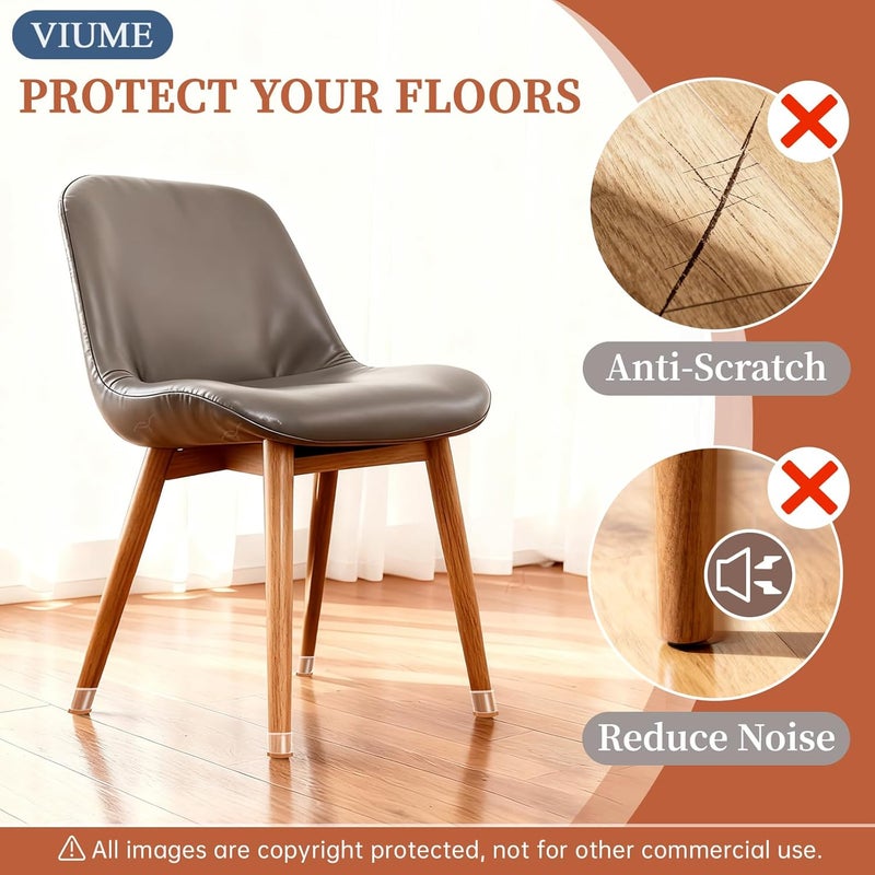 VIUME 24 Pcs Chair Leg Floor Protectors for Hardwood Floors Silicone Covers Felt Pads Furniture Leg Caps Anti-Scratch Reduce Noise Fit (1-5/16" to 2") - Image 2