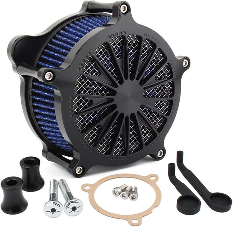 DEMULAX Black Motorcycle CNC Air Cleaner Intake Filter - Image 1