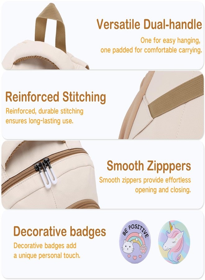 فاشي حقيبة ظهر VASCHY للبنات، حقيبة مدرسية لطيفة مناسبة لطالبات المرحلة الابتدائية والمتوسطة والمراهقات، مثالية للسفر، مزودة بجيب شفاف للدبابيس، لون كاكي - Image 5