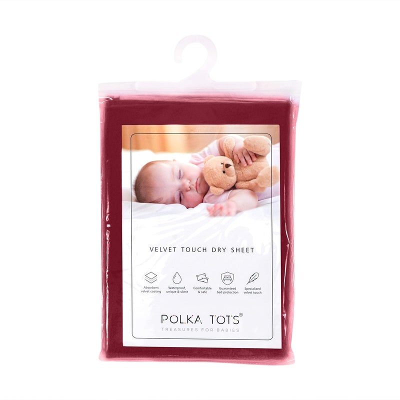Polka Tots POLKA TOTS Waterproof Reusable Baby Bed Protector Absorbent Mat Dry Sheet for New Born Infants Pack of 2 Maroon DarkBlue 100 X 140 CM Large  - Image 5