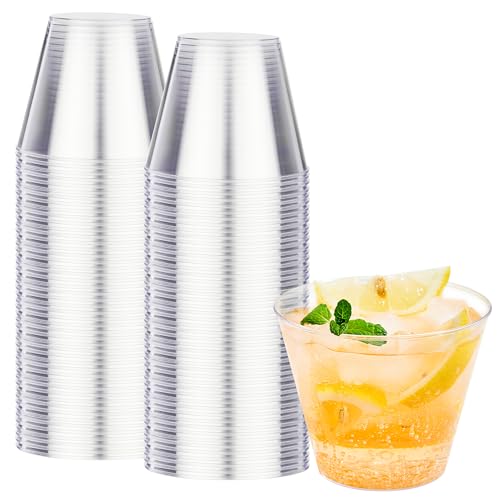 RACETOP 9 oz Clear Plastic Cups 100 packs, Disposable Plastic Party Cups Tumblers, Cocktail Cups, Perfect for Parties, Wedding and Events - Image 1