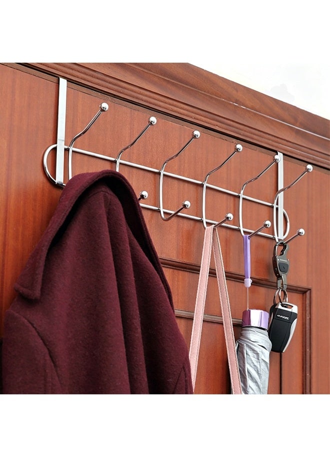 Over the Door Organizer with Hooks for Hanging Coats Jackets Bags Totes & Towels, Easy Install Sturdy Steel Over Door Hook Rack Hanger for Bedroom Laundry Room Clost Storage - Image 1