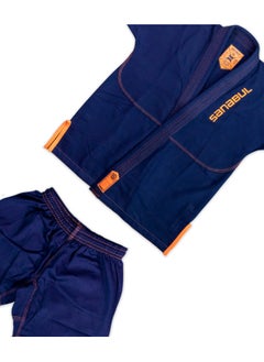 Sanabul  Future Legends Bjj Gi For Kids | Premium Youth Brazilian Jiu Jitsu Gi With Free White Belt | Lightweight & Durable Jiu Jitsu Kimono For Children And Youth (Navy/Orange, K4)  - Image 3