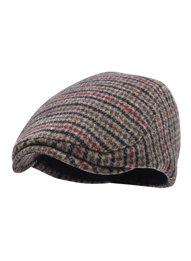 STARANCE Men's Flat Cap Wool Tweed Driving Irish Newsboy Hat, Houndstooth Coffee, One size - Image 2