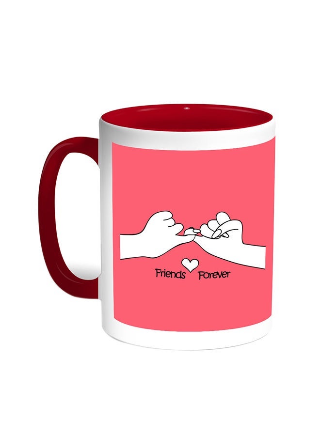 RYN Friends Forever Printed Coffee Mug Red/White 11ounce