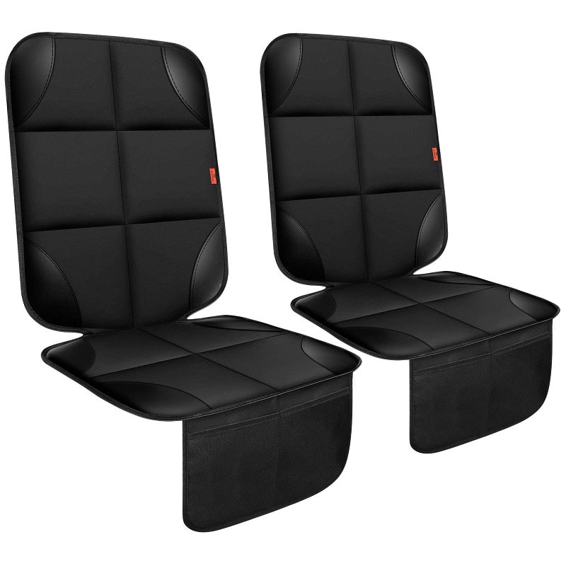 XHYANG Car Seat Protector 2 Pack Car Seat Cushion Mat Thickest PaddingWaterproof 600D Fabric Car Seat Covers for NonSlip Backing Mesh Pockets for Baby and Pet Black 2 Pack
