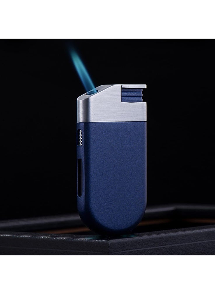 2pcs Torch Lighter Windproof Pocket Lighter Jet Single Flame Lighters, Adjustable Flame and Refillbale Fuel Lighter(No Butane) (Sliver+Blue) - Image 2