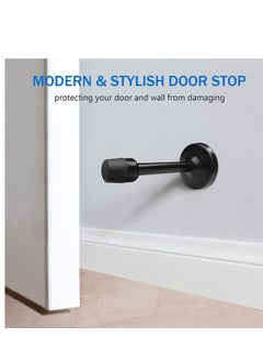 SYOSI Door Stopper Black Stop Wall Mount with Rubber Bumper Tip for Sound Dampening Doorstop Protector Indoor Outdoor 2 Pack  - Image 2