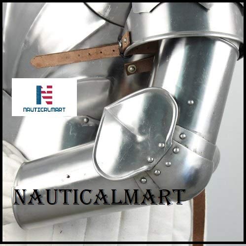 NAUTICALMART Nautical Mart Medieval Knight Armor | Battle Ready Arm Armor | 18-Gauge Steel | Adjustable Leather Straps | Handcrafted by Indian Artisans | for Reenactments & Cosplay | Large Size - Image 5