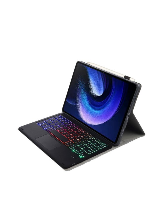 Generic For Lenovo Saver Y700 Tablet Three-generation Protective Cover Small Pad12.7 With Bluetooth Keyboard And Mouse-Color:Black + Colorful Touch-Product Type:Lenovo Savior Y700 2023 ( 8.8inch )  - Image 1