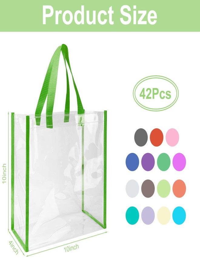 Eccliy 42 Pack 12x12x6 Inch Clear Tote Bag Stadium Approved Bulk Plastic Beach Tote Gift Bag with Handle for Gym Sports (Multicolor - Image 4