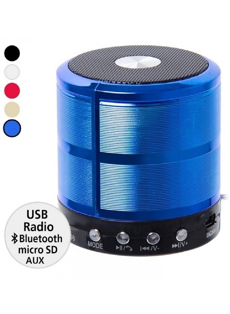سبيكر بلوتوث مكبر صوت صغير مع شاحن و سلك اوكس أزرق - Image 2