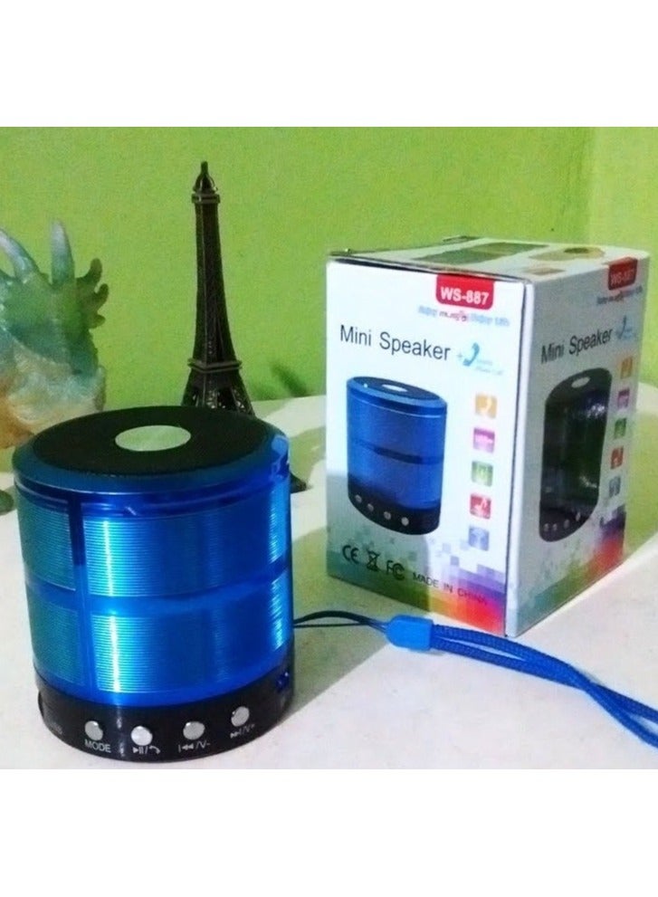 سبيكر بلوتوث مكبر صوت صغير مع شاحن و سلك اوكس أزرق - Image 1